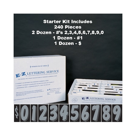 7 1/2 Silver & Black Windshield Numbers Kit (20 Doz) Pk